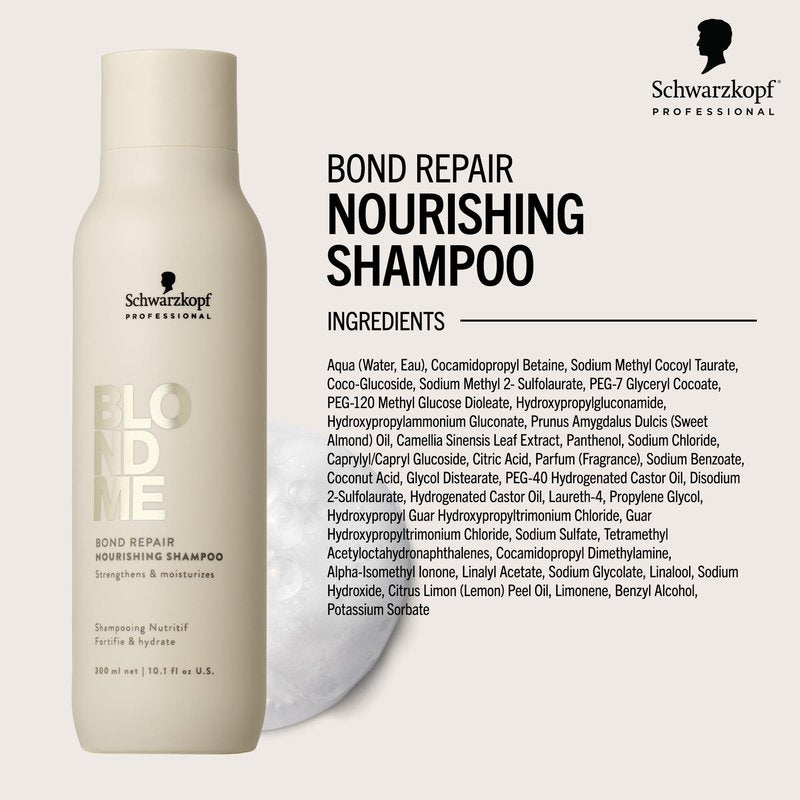 BlondMe Bond Repair Nourishing Shampoo for Blonde Hair, 33.8 Fl Oz | Adds Moisture and Softness | Strengthens, Repairs, & Prevents Breakage |For Blonde, Lightened, & Grey Hair