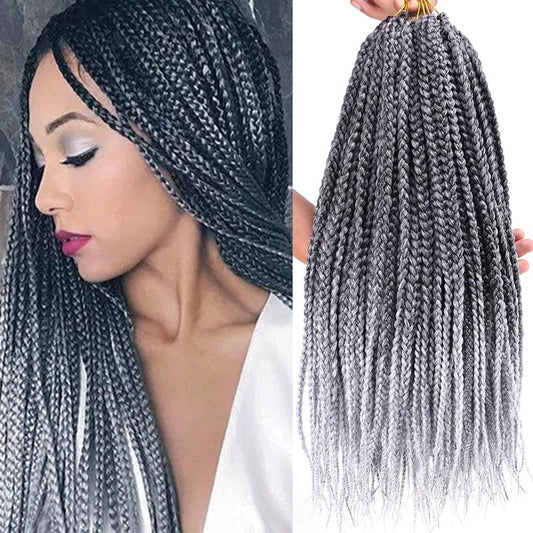 8 Packs Goddess Crochet Box Braids Pre looped Box Braid Crochet Hair for Black Women 18 Inch Silver Gray 3X Knotless Crochet Box Braided Hair Extensions Straight Knotless Braiding Hair(Tgrey#)