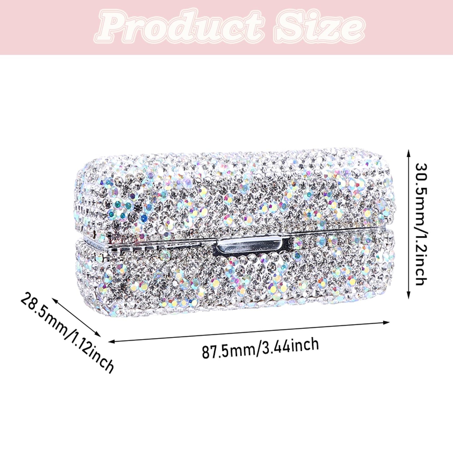 HAKUNA Lipstick Case with Mirror,Rhinestone Crystal Lipstick Organizer Diamonds Lip Gloss Organizer Portable Travel Lipstick Organizer Makeup Cosmetic Storage Holder