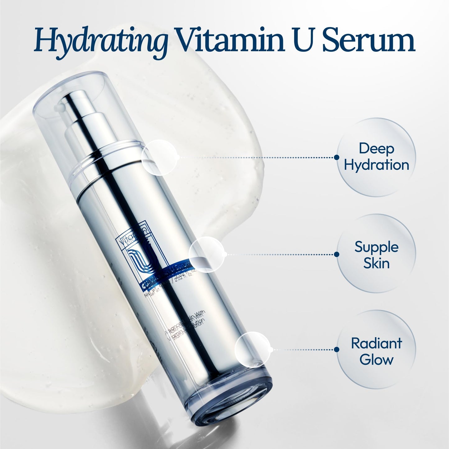 CU: Vitamin U Moisturizing Serum, Korean Skincare Hydrating Serum for Face made with Niacinamide, promotes Firmness and Glossy Skin, 60 ml (2.02 fl oz)