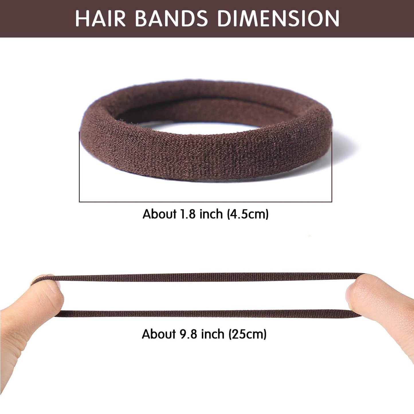 Bessrung 100 Pcs Thick Seamless Brown Hair Ties, Ponytail Holders Hair Accessories for Women Girls No Damage for Thick Hair Daily Use(Natural Colors)