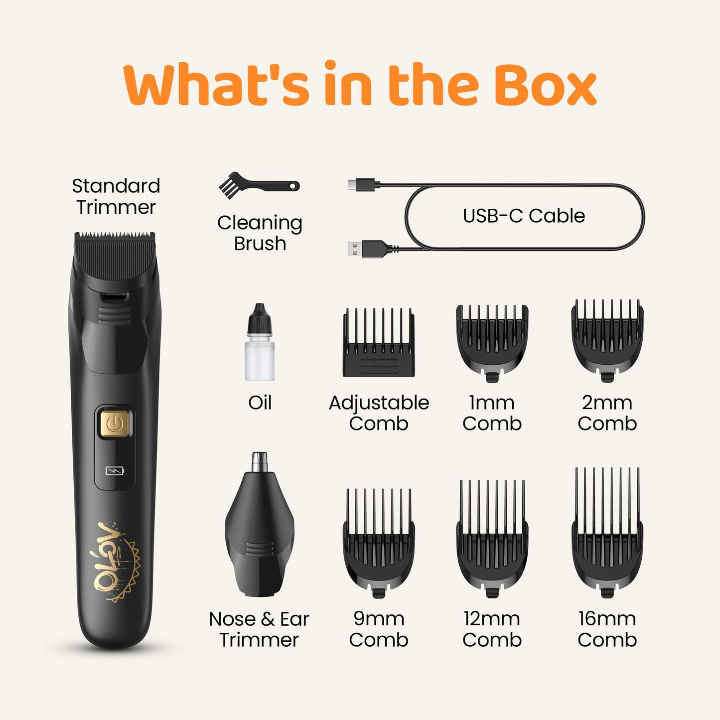 OLOV LITE Electric Beard Trimmer for Men,Nose Hair Trimmer & Men's Electric Razor 10-in-1 Grooming Kit Cordless Shaver Gift-Ready for Men(Black)