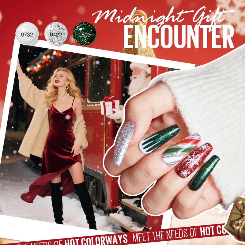 Mefa Christmas Gel Nail Polish Kit - 46 Pcs with 42 Colors, Base & Top Coats | DIY Nail Art Set for Beginners