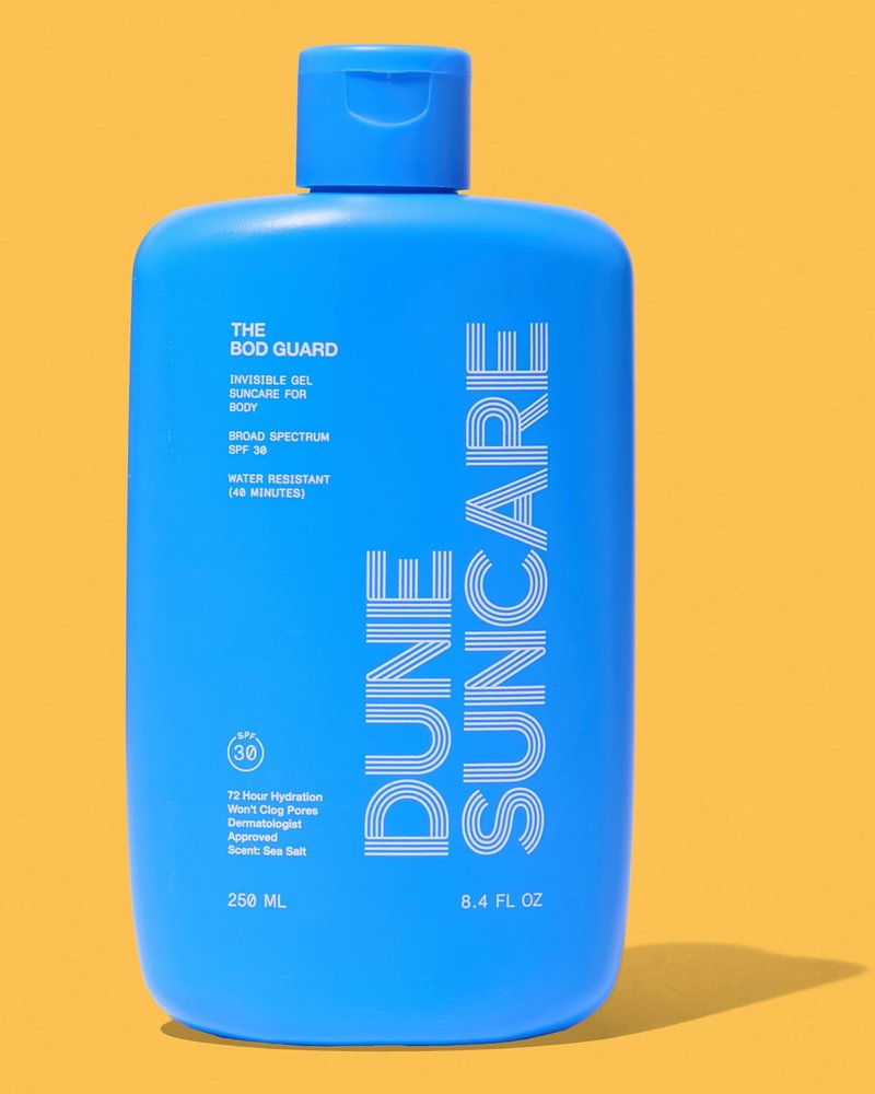 DUNE SUNCARE The Bod Guard - Award-Winning Clear Invisible Gel Body Sunscreen - Broad Spectrum SPF 30 Protection, 72 Hour Hydration, 40 Mins. Water Resistant, Reef Friendly, Non-Greasy (8.4 Fl Oz)