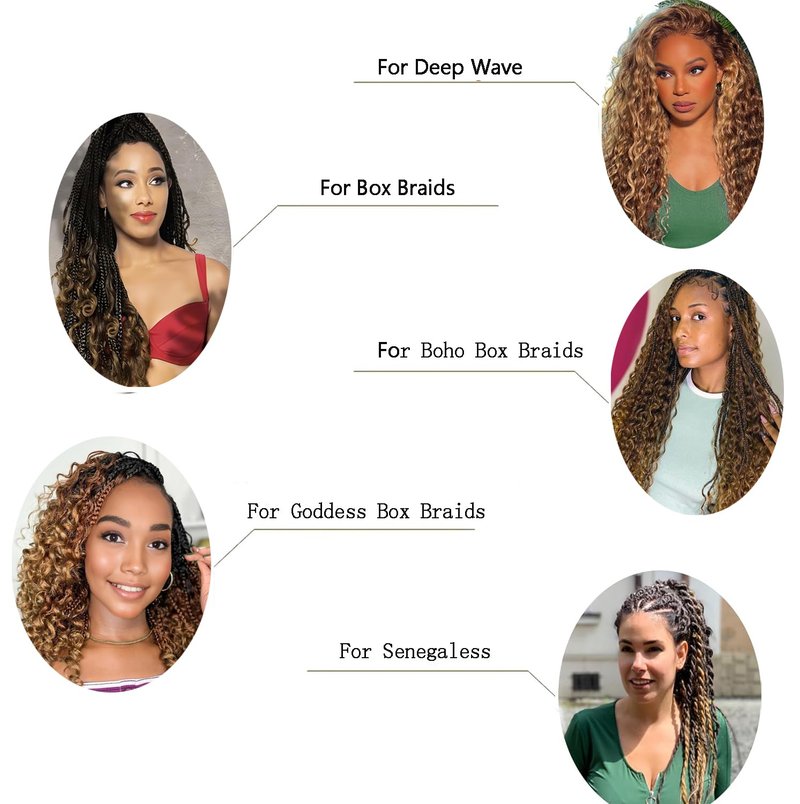 Human Braiding Hair For Boho Braids 100g 2 Bundles 18 Inch Deep Wave Bulk Human Braiding Hair 100 Percent Unprocessed Virgin Hair Highlight 4/27 Wet and Wavy No Weft Boho Knotless Braid