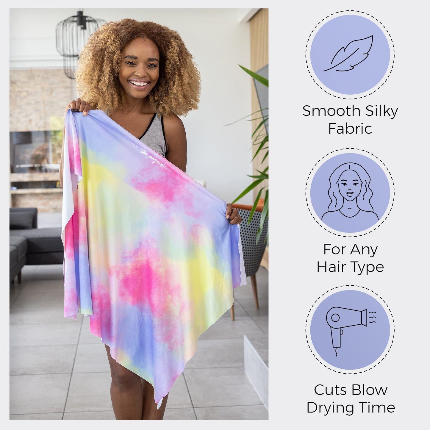 THE PERFECT HAIRCARE Microfiber Hair Plopping Towel Set – Super Absorbent Anti-Frizz Hair Drying Wrap + 2 Curl Scrunching Towels – Fast Drying, Lightweight Wrap for Women, Girls & All Hair Types