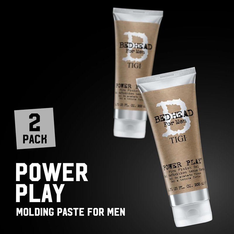 TIGI Bed Head Hair Gel for Men - Power Play 2-Pack | Firm Finish, Anti-Humidity, Frizz Control, 6.76 Oz Each