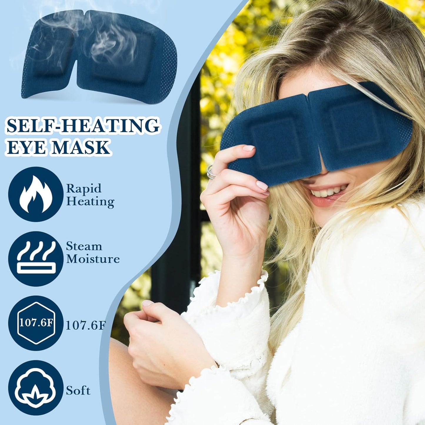 Disposable Steam Eye Masks - 100 Pcs Unscented Self-Heating Warm Compress for Dry Eyes | Relaxation & Spa Gifts