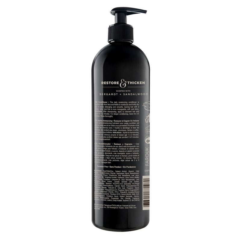 CHI Pour Homme Daily Moisturizing Conditioner for Men, Sulfate-Free Hair Detangler with Aloe Vera, Nettle & Redensyl for Hydrated, Fuller-Looking, Smooth & Manageable Hair, Fresh Woody Scent, 25 oz