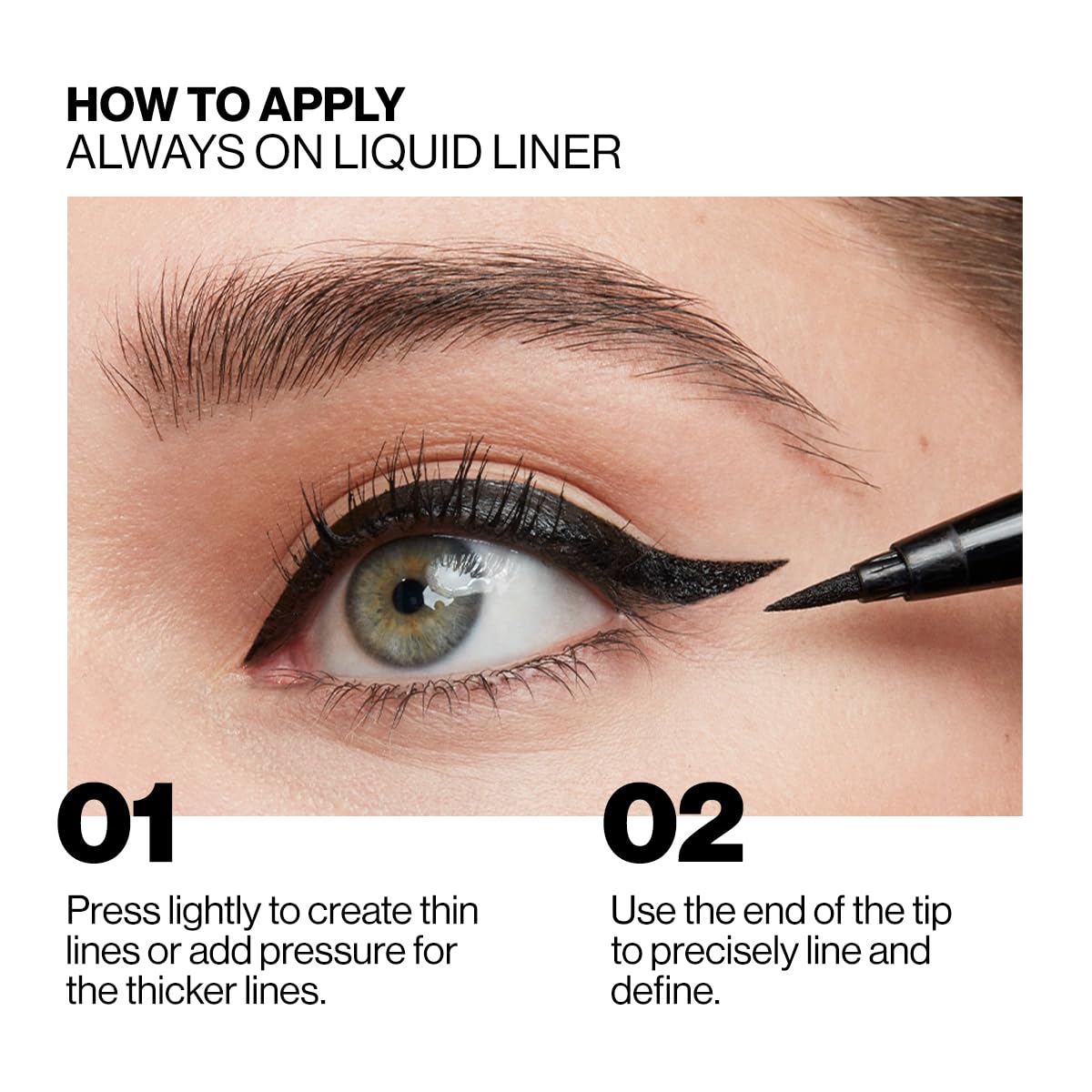 Smashbox Always On Liquid 24-Hour Eye Liner | Long Lasting + Waterproof with Dramatic Precision, Black, 0.02 Ounce