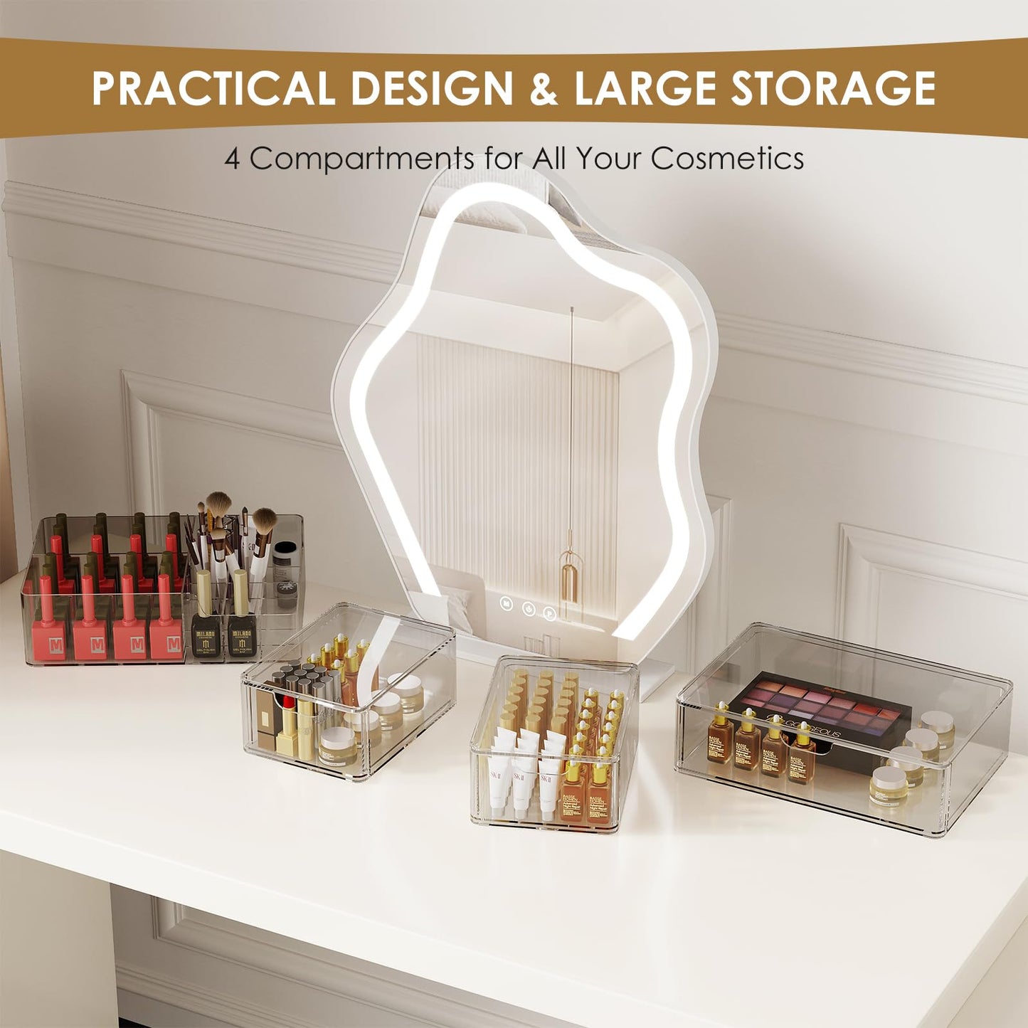 WRONWA 3 Tier Clear Makeup Organizer Countertop, Acrylic Makeup Organizers, Makeup Storage Organizer for Vanity Bathroom, Holders for Lipstick Brush Skincare