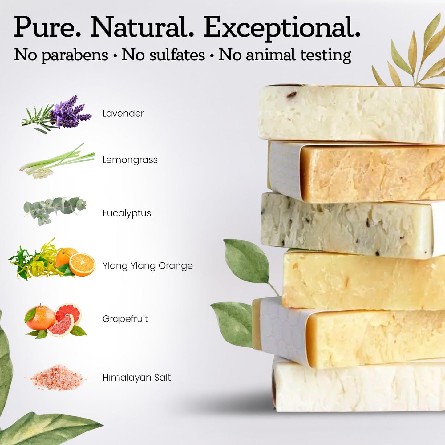Lizush 6 Piece Soap Gift Set - Handmade in the USA Spa Gifts for Women, Luxurious Soap Bar Gift Set - Skin Care Set with Lemongrass, Grapefruit, Eucalyptus, Ylang Ylang, Lavender & Himalayan Salt