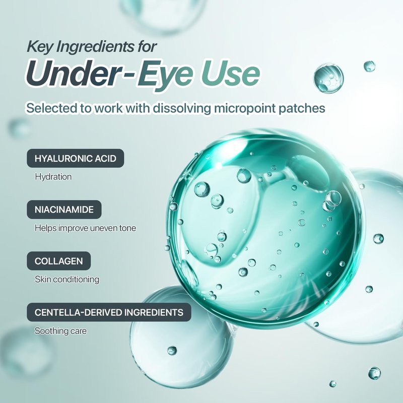 CHARDE Under Eye Patches for Puffiness & Eye Bags – Dissolving Microneedle Eye Patch with Micropoints, Bakuchiol, Hyaluronic Acid & Niacinamide – Korean Skincare Eye Mask for Dark Circles (4 Pairs)