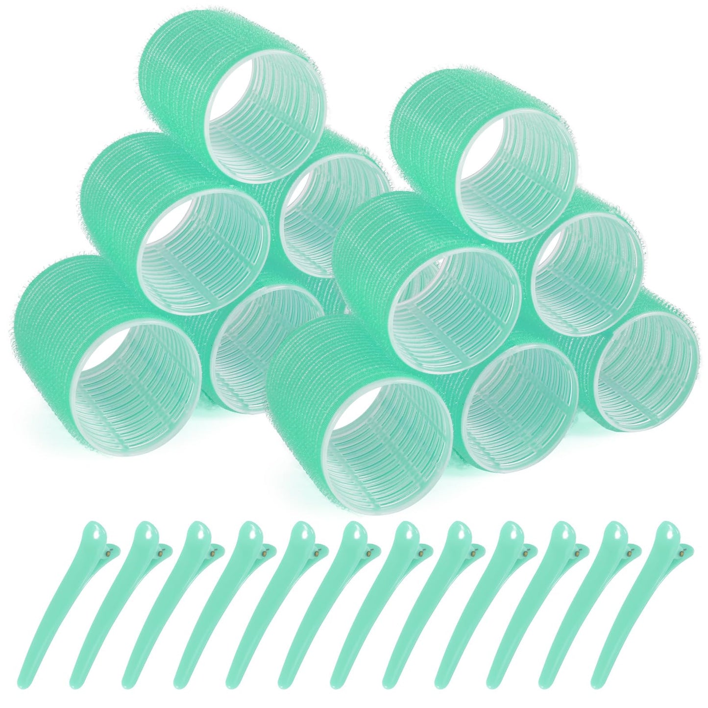 Hair Rollers, 12 Pack Self Grip Salon Hairdressing Curlers, DIY Curly Hairstyle,Colors May Vary