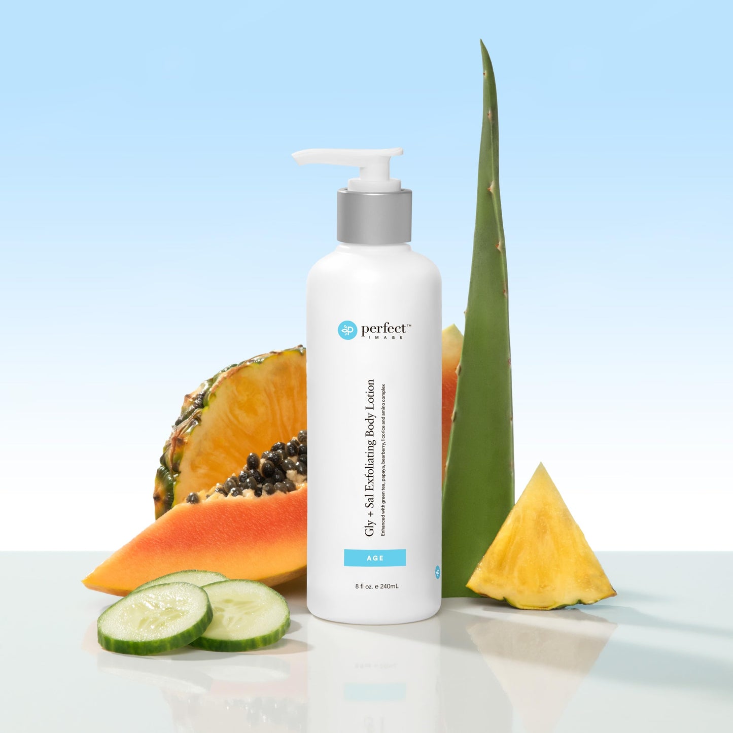 Perfect Image Gly + Sal Exfoliating Body Lotion, 8% Glycolic Acid and 2% Salicylic Acid Lotion Enhanced with Green Tea, Papaya, Bearberry, Licorice and Amino Complex