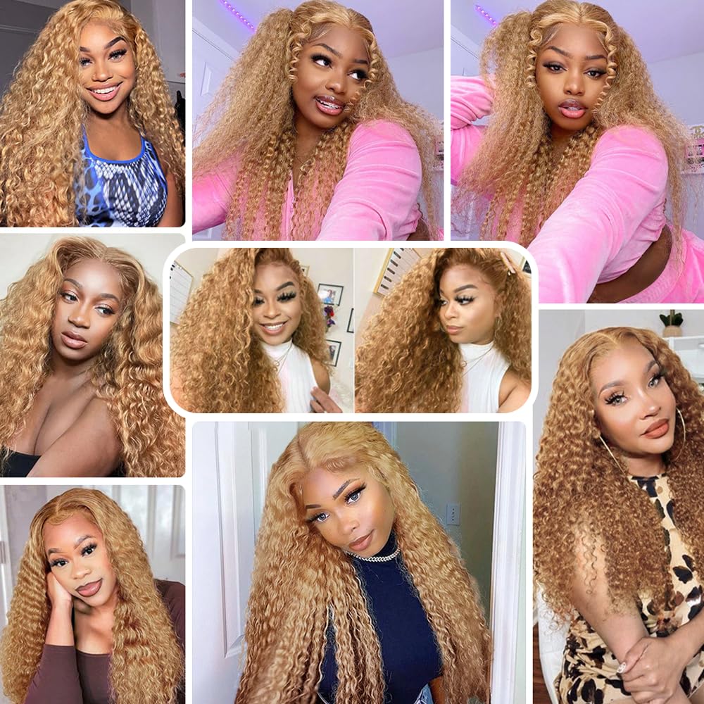 Blonde Bundles Honey Blonde Human Hair Bundles 27 Water Wave Human Hair Bundle 8 10 12 Inch Pure Color 27 Wet and Wavy Bundle
