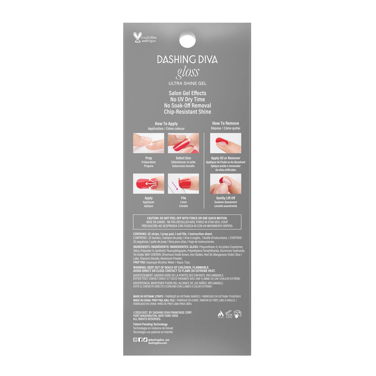 Dashing Diva Gloss Nail Strips - Dad Plaid | UV Free, Chip Resistant, Long Lasting Gel Nail Stickers | Contains 32 Nail Wraps, 1 Prep Pad, 1 Nail File