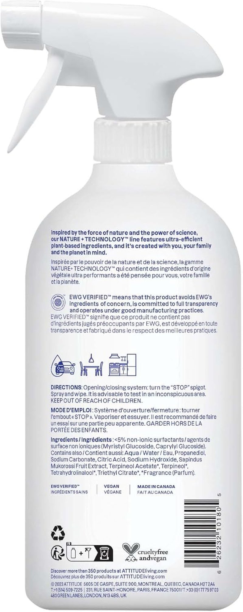 All Purpose Cleaner Spray - EWG Verified Vegan Formula | 94% Plant-Based Ingredients, Streak-Free, Citrus Zest Scent, 27.1 Fl Oz