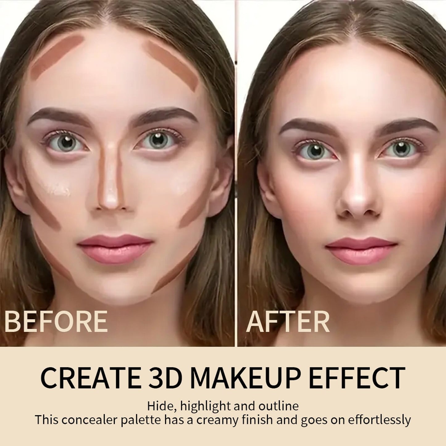 JasCherry 12 Colors Blush Palette, Colour Correcting Concealer Foundation Palette, 10 Makeup Brush Set, Highlighter Bronzer Contour Concealer Cream Matte Long Lasting Brightening Face Cosmetics