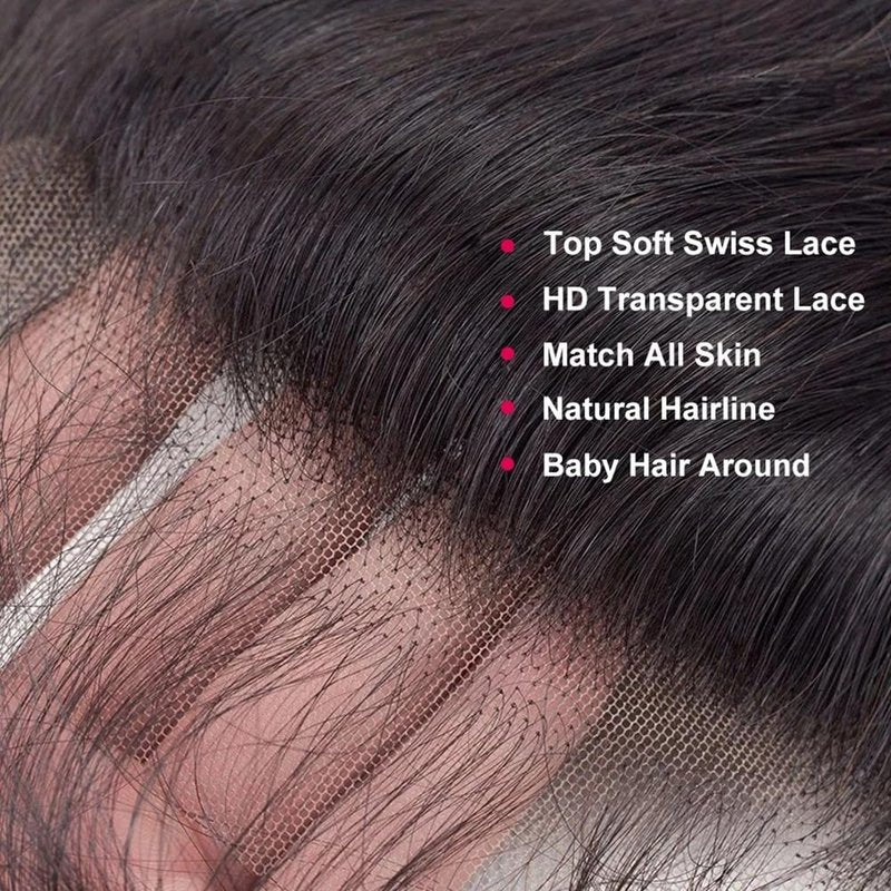 4x4 Lace Closure Human Hair Straight Closure Hd Transparent 12 Inch Lace Closure Human Hair Free Part Pre Plucked with Baby Hair Lace Frontal Natural Black Color