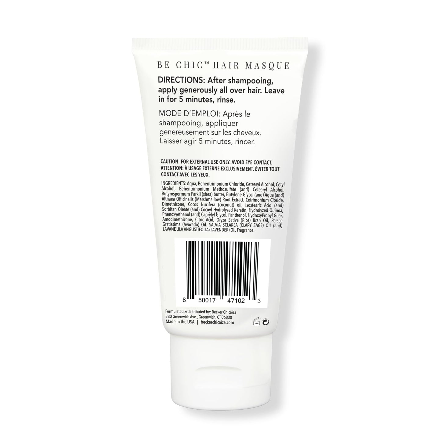 BE CHIC Mini Hydrating Hair Masque – Plant-Based, Damage Repair, Deep Conditioning, TSA-Approved, For All Hair Types