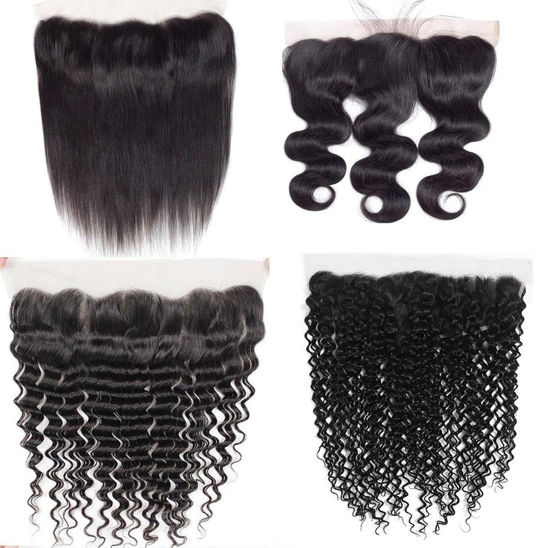 16 Inch 13x4 Lace Frontal Kinky Curly Human Hair 180% Density Unprocessed Deep Curly Virgin Hair 13x4 Ear to Ear Lace Closure Frontal Natural Color(13x4 Kinky Curly, 16 Inch)