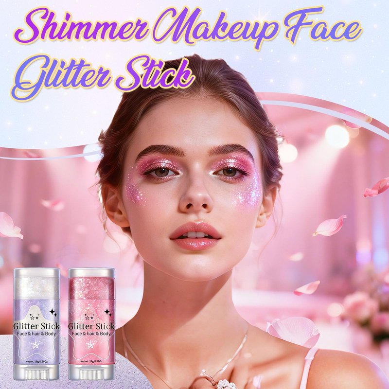 AROIC Body Glitter Stick - 6 Pack Red White and Blue Face & Hair Glitter with Chunky Sequins, 4th of July USA Rave Accessories Sparkling Face Paint with Fruit Scent for Festival Makeup Concert Party