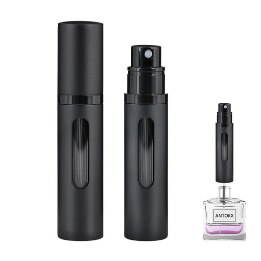 ANTOKX Perfume Travel Refillable Atomizer - 3-Pack 5ML Pocket Perfume Bottle, Travel Perfume Atomizer Refillable Perfume Spray Bottle, Portable Perfume Sprayer (Black & Gold & Silver)