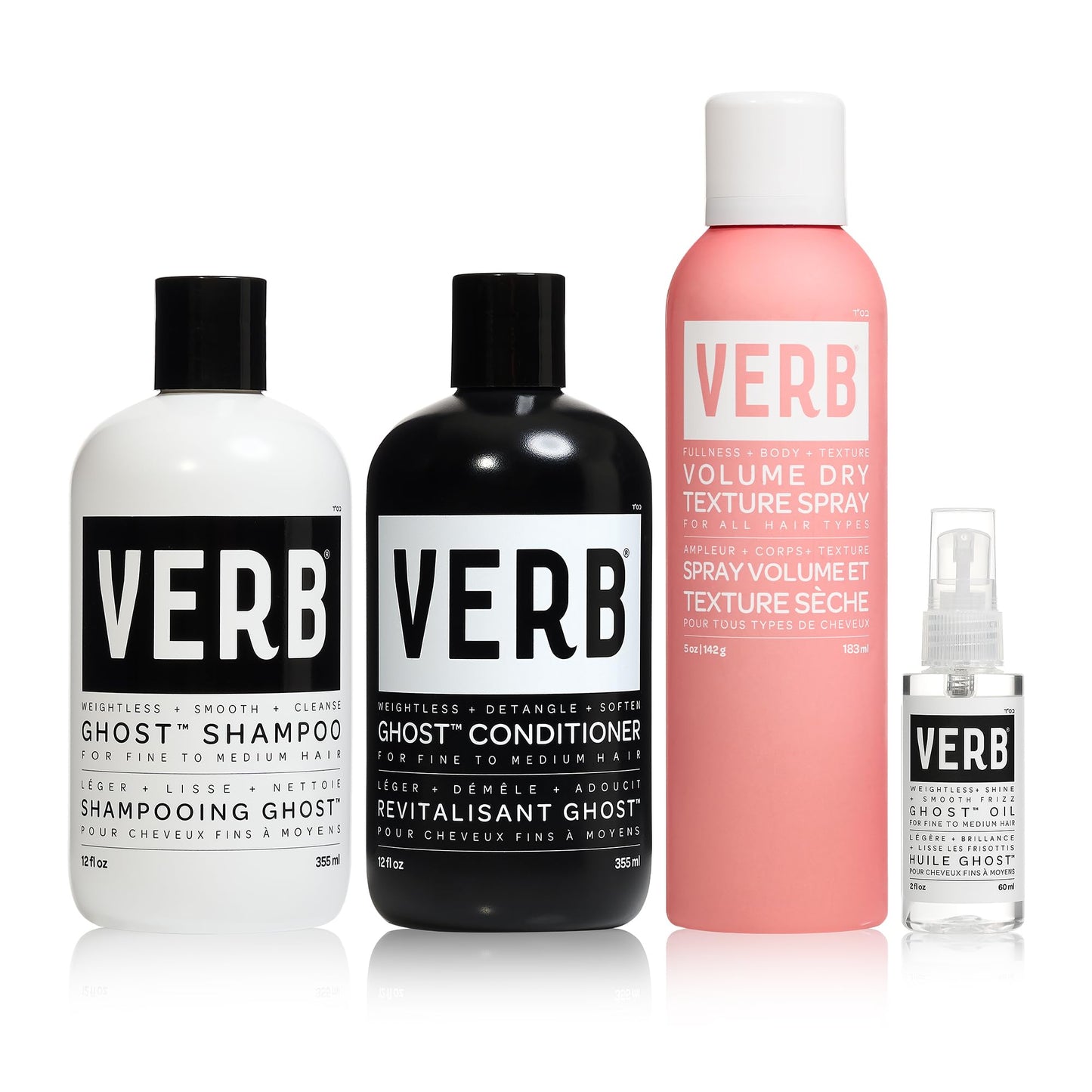 Verb Ghost Shampoo & Conditioner Duo, 12 fl oz + VERB Volume Dry Texture Spray, 5 oz + VERB Ghost Oil, 2oz Bundle
