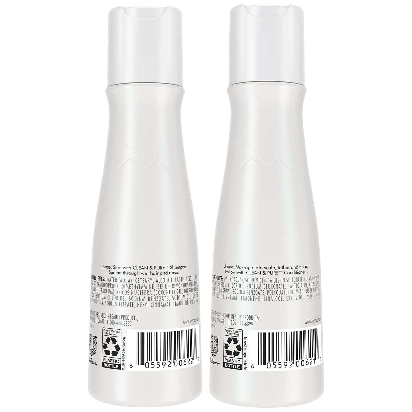 Nexxus Clean & Pure Shampoo and Conditioner, Travel-Size (6 Sets, 12 Bottles), Elastin Protein & Marine Minerals Purify & Detox, 3 Oz Ea