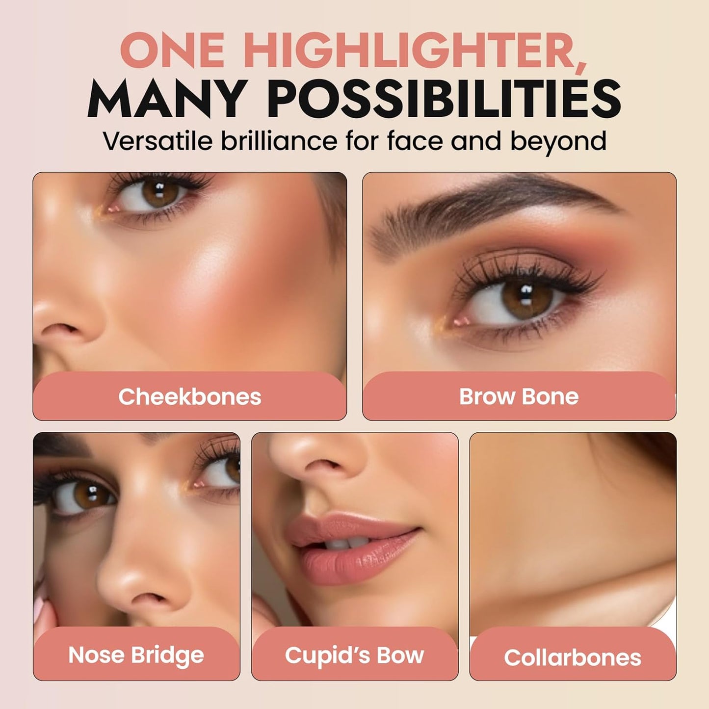 Organic Highlighter Makeup Powder - Talc-Free Vegan Shimmer for Face, Body & Collarbone | Lightweight Diamond Dust Finish