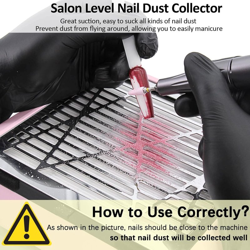 Nail Dust Collector Machine - Powerful Vacuum Suction Fan for Acrylic & Gel Removal | Pink