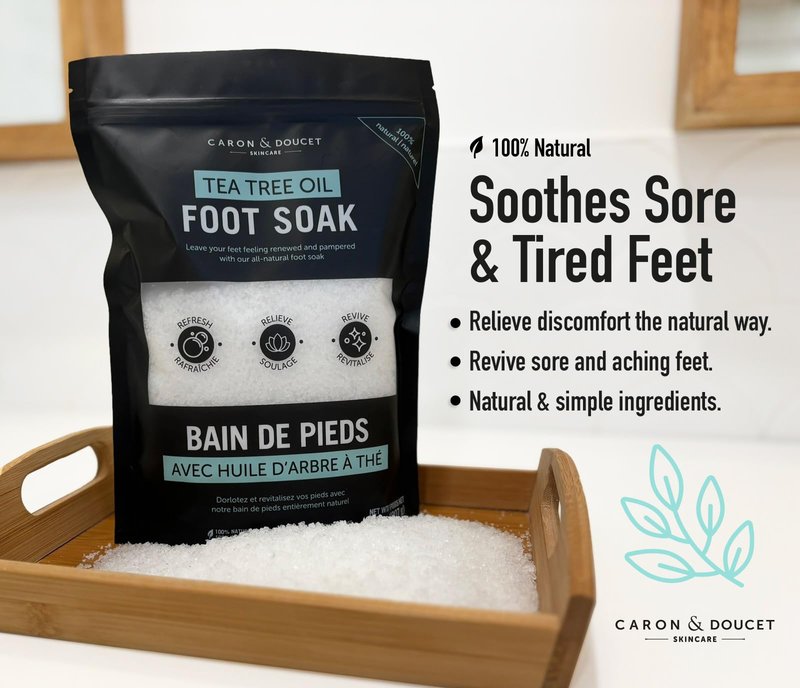 CARON & DOUCET Tea Tree Oil Foot Soak with Epsom Salt and Dead Sea Salt - Natural - Soothes Sore & Tired Feet, Helps Reduce Foot Odor Scent, Softens Calluses - 2lb