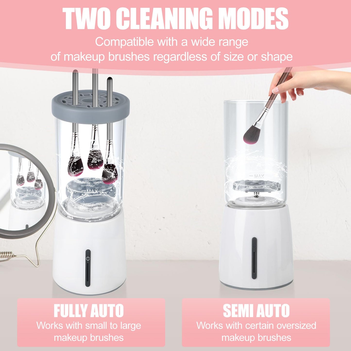 Electric Makeup Brush Cleaner, Automatic Cleaning Tool, IP65 Waterproof Auto Makeup Brush Cleaner, Suitable for Cleaning Makeup Sponges and Brushes