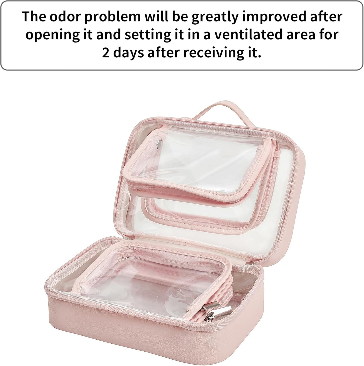 TSA Approved Clear Toiletry Bag - Portable PVC Travel Makeup Organizer | Pink