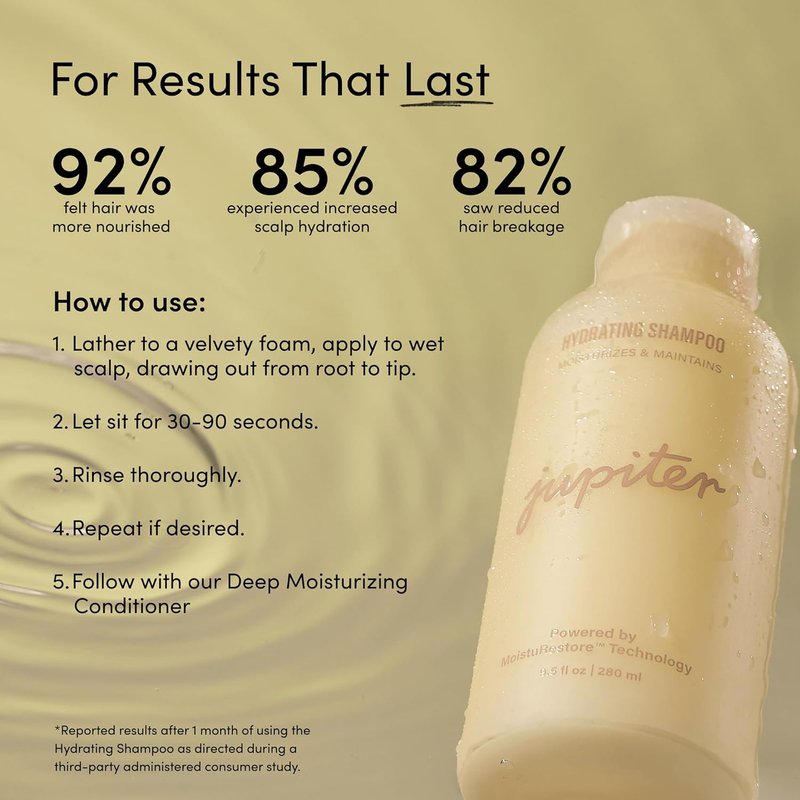 Jupiter Hydrating Shampoo - Moisturizing & Nourishing Hair Care for Enhanced Shine | Color-Safe, Sulfate-Free, 9.5 fl. oz.