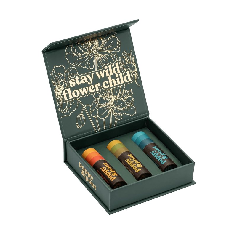 Poppy & Pout Jumbo Lip Balm Gift Set - All-Natural Moisturizers with Beeswax & Coconut Oil | 3-Pack Retro Surf
