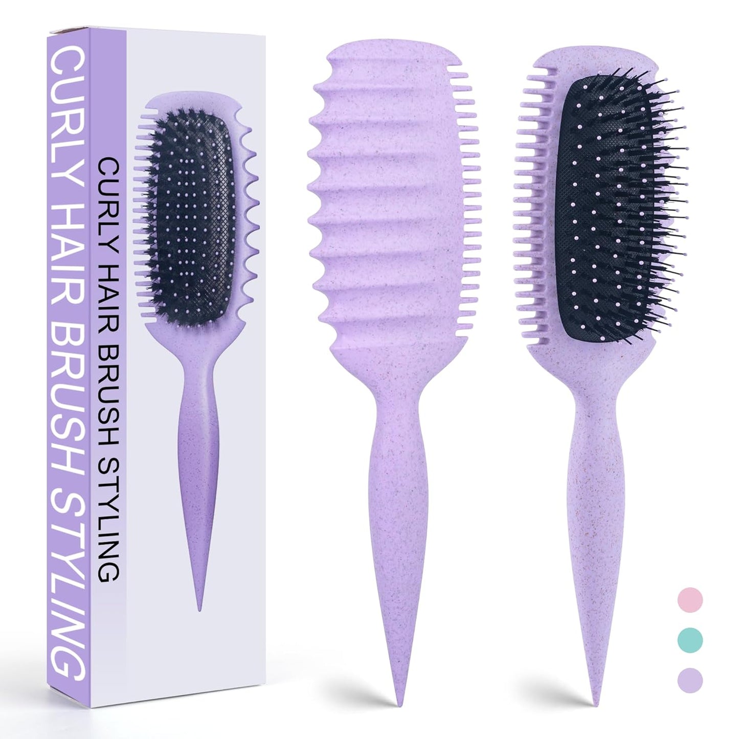 Curly Hair Brush - Detangling & Curl Defining Tool for Waves & Coils | Lavender Purple