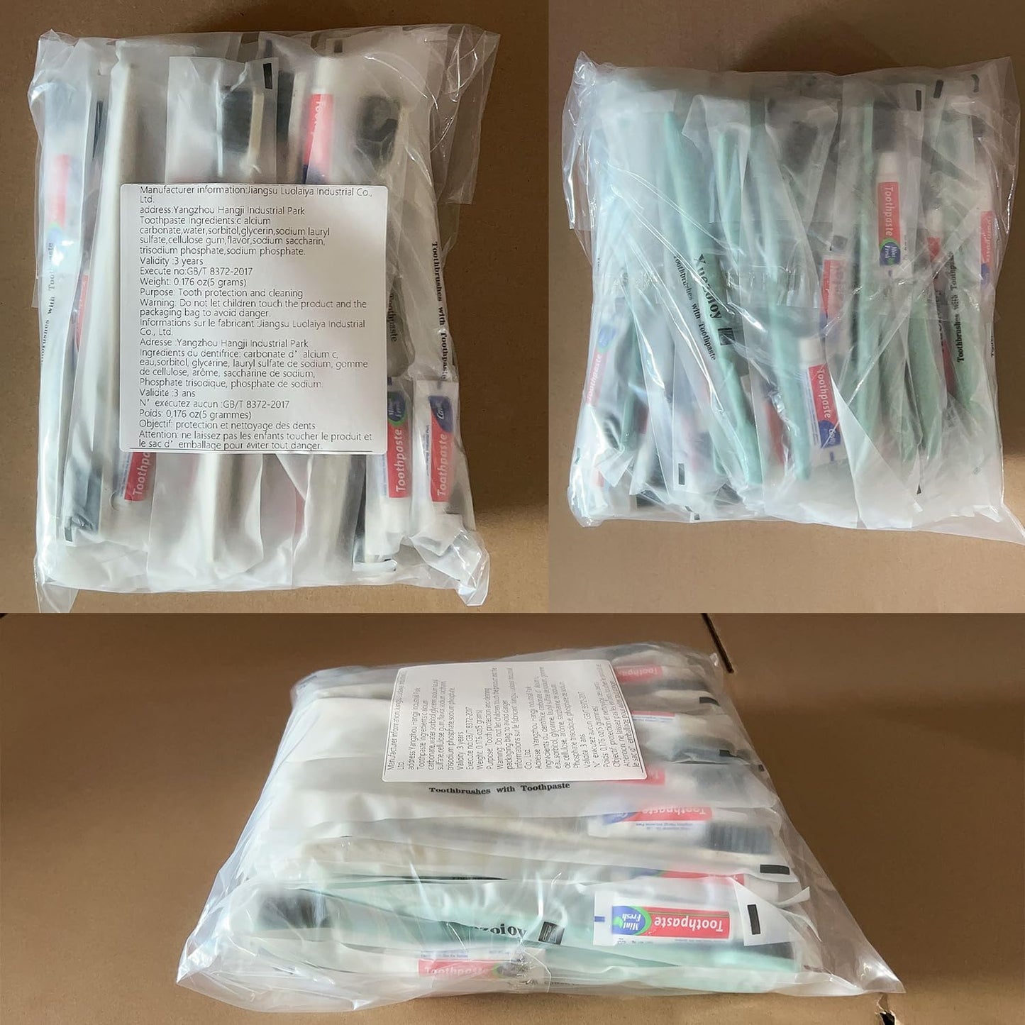 Disposable Travel Toothbrushes Kit - 60 Pack Individually Wrapped | Ideal for Hotels, Charities & Nursing Homes (Apricot & Green)