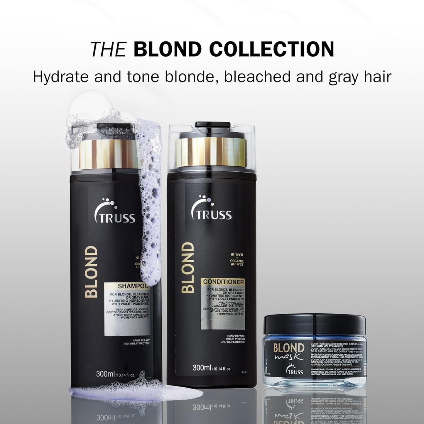 TRUSS Purple Shampoo & Toner for Blonde Hair - Blond Shampoo for Bleached, Gray, Highlighted & Brassy Hair - Restore Strength, Shine & Elasticity - Hydrating Daily Color Protection (10.14 Fl Oz)