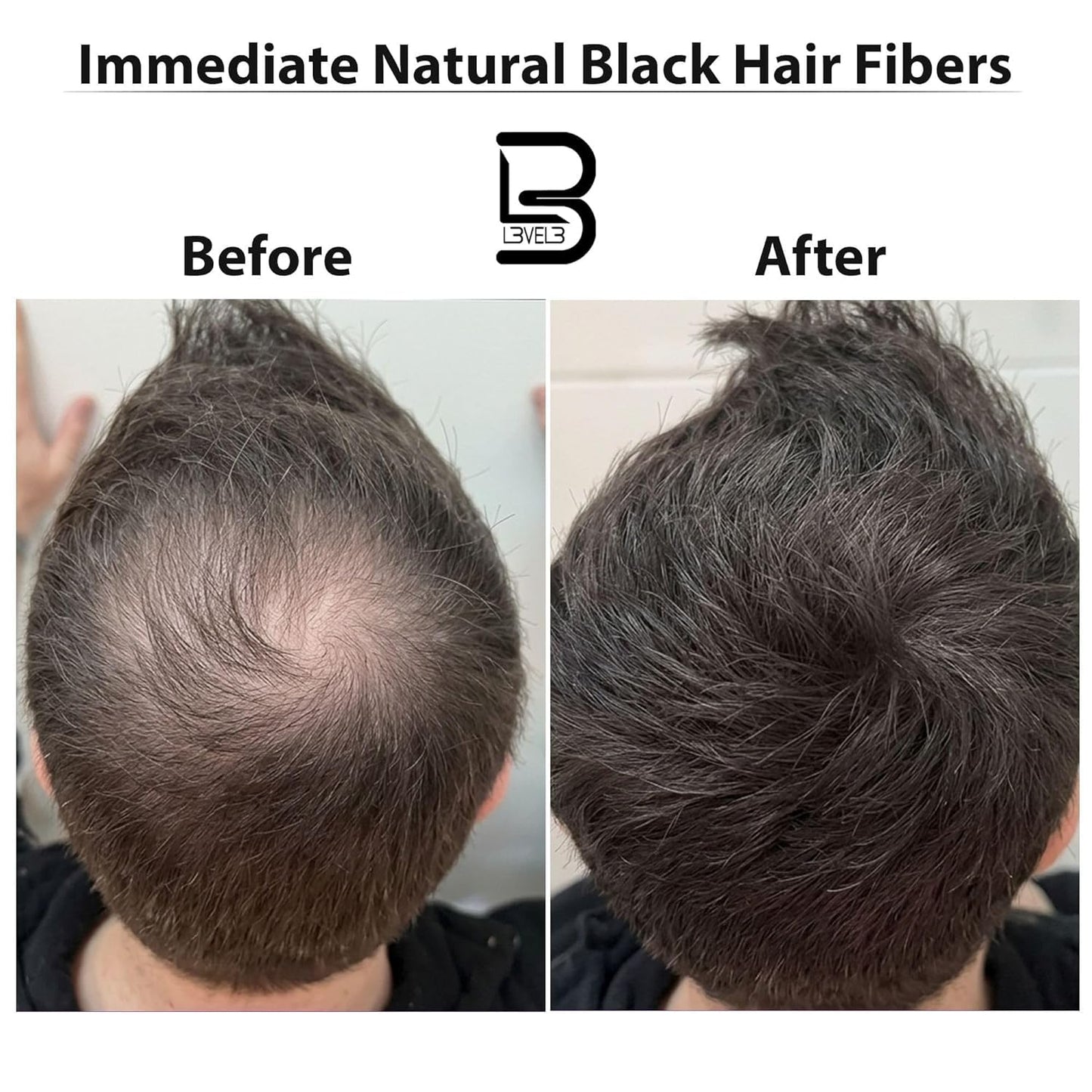 Level 3 Black Hair Fiber Spray - Covers Bald Spots & Thinning Hair - Instant Gray Coverage & Thicker Hair Appearance - Hair Enhancement Spray - 4.4 oz