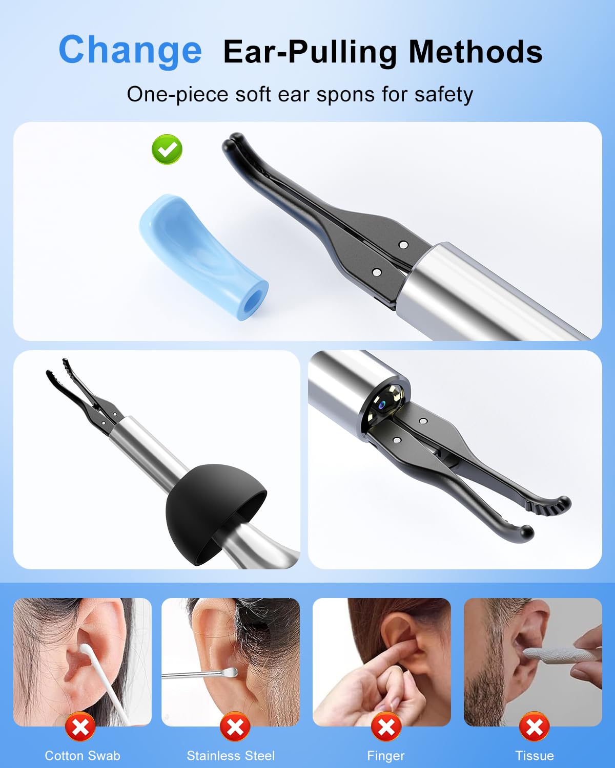 MEKK Smart Ear Wax Removal Kit S5-10MP HD Visual Ear Cleaner with Precision Tweezers, 12 Tools & Travel Case - Wireless Otoscope for iOS/Android (White-S5)