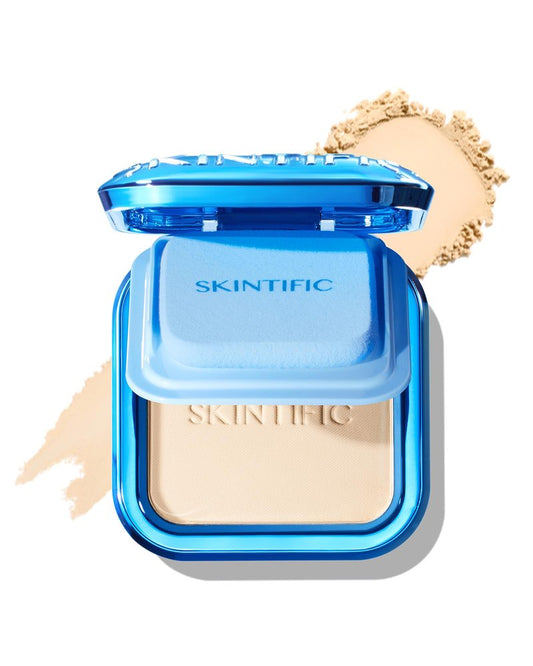 SKINTIFIC Ultra Cover Powder Foundation, Full Coverage Matte Finish, One-Swipe Flawless Pressed Powder with Oil Control, Lightweight & Long-Lasting, Pore-Blurring for Oily Skin