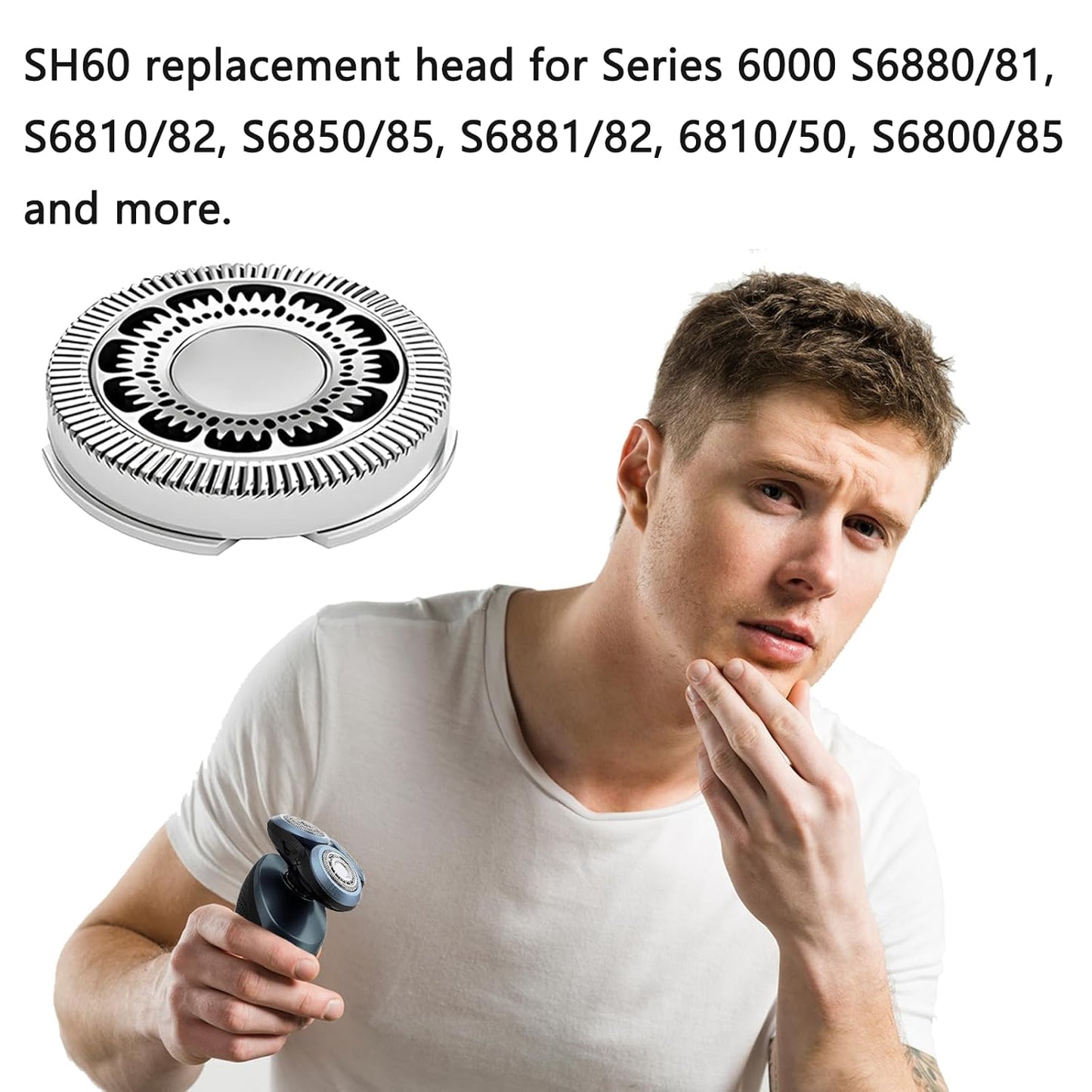 Philips Norelco SH60 Replacement Heads - Compatible Blades for Series 6000 Shavers | 6 Pack