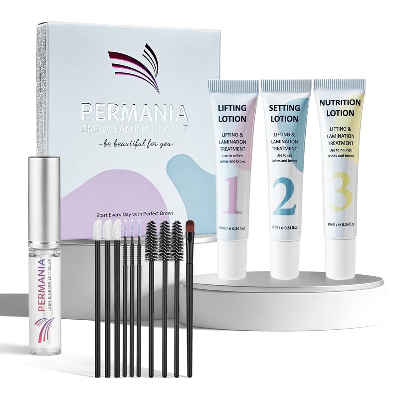 PERMANIA Brow Lamination Kit, Tube Design Instant Perm for Fuller & Thicker Eyebrows Salon Result lasts 4 weeks