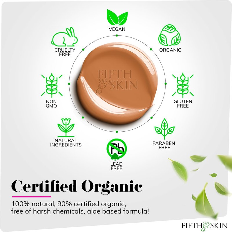 Fifth & Skin: Better’n Ur Skin Liquid Foundation (MEDIUM TAN) - Natural, Organic, Vegan, Cruelty-Free - Gluten-Free Beauty with Buildable Coverage and Palm-Free Luxury - 1 oz