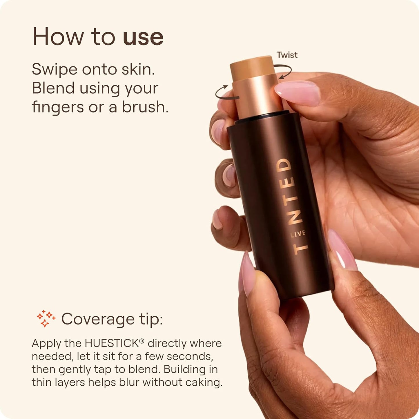 Foundation Makeup Stick - Live Tinted Huestick for Flawless Complexion - Shade 15
