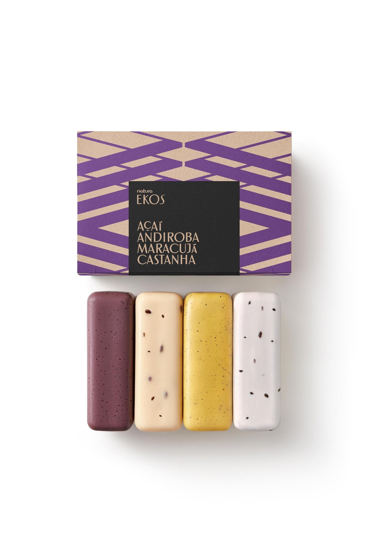 natura - Exfoliating Bar Soap Gift Set (4 Pack) Brazil Nut, Andiroba, Açaí & Passion Fruit - 100% Vegetable Oils, Vegan & Fair-Trade, Gentle Exfoliation, Brazilian Beauty Secrets - 3.5oz (100g)