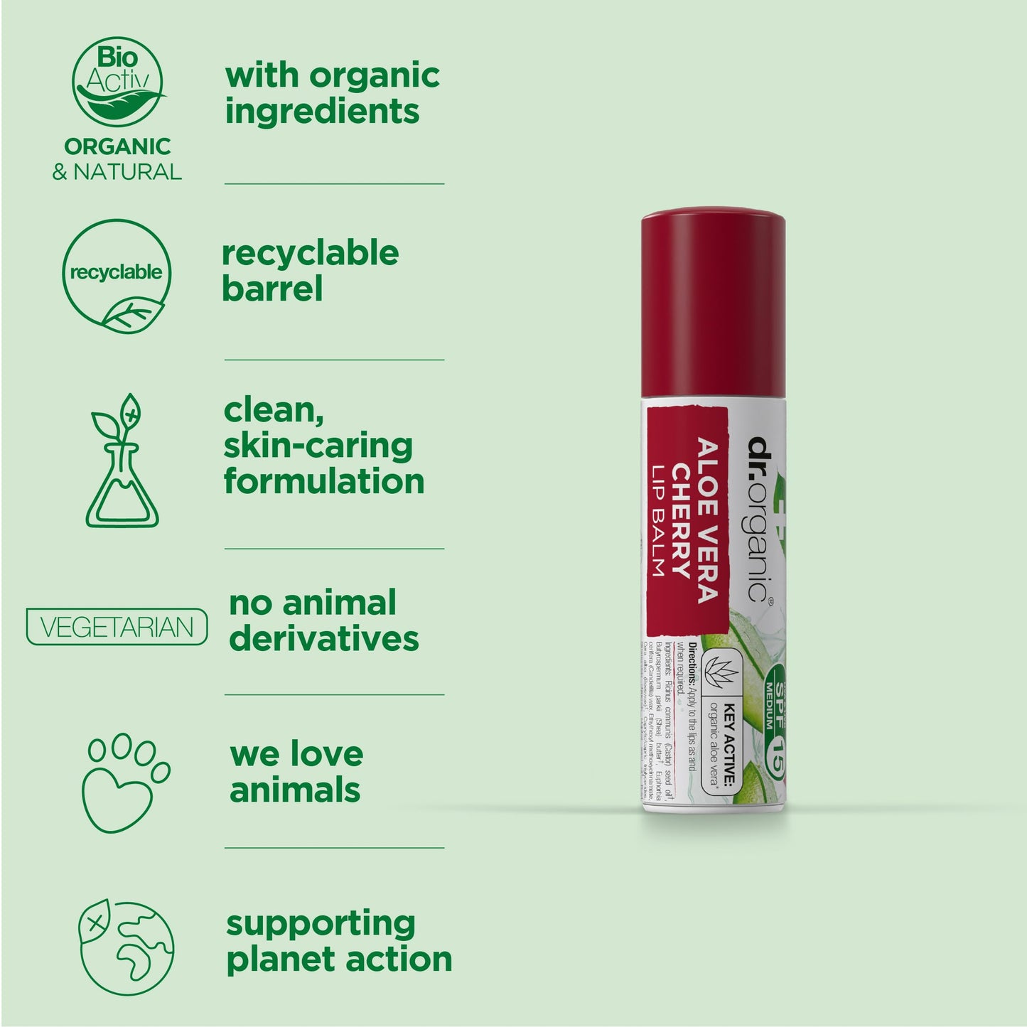 Organic Docotr Aloe Vera Cherry Lip Balm