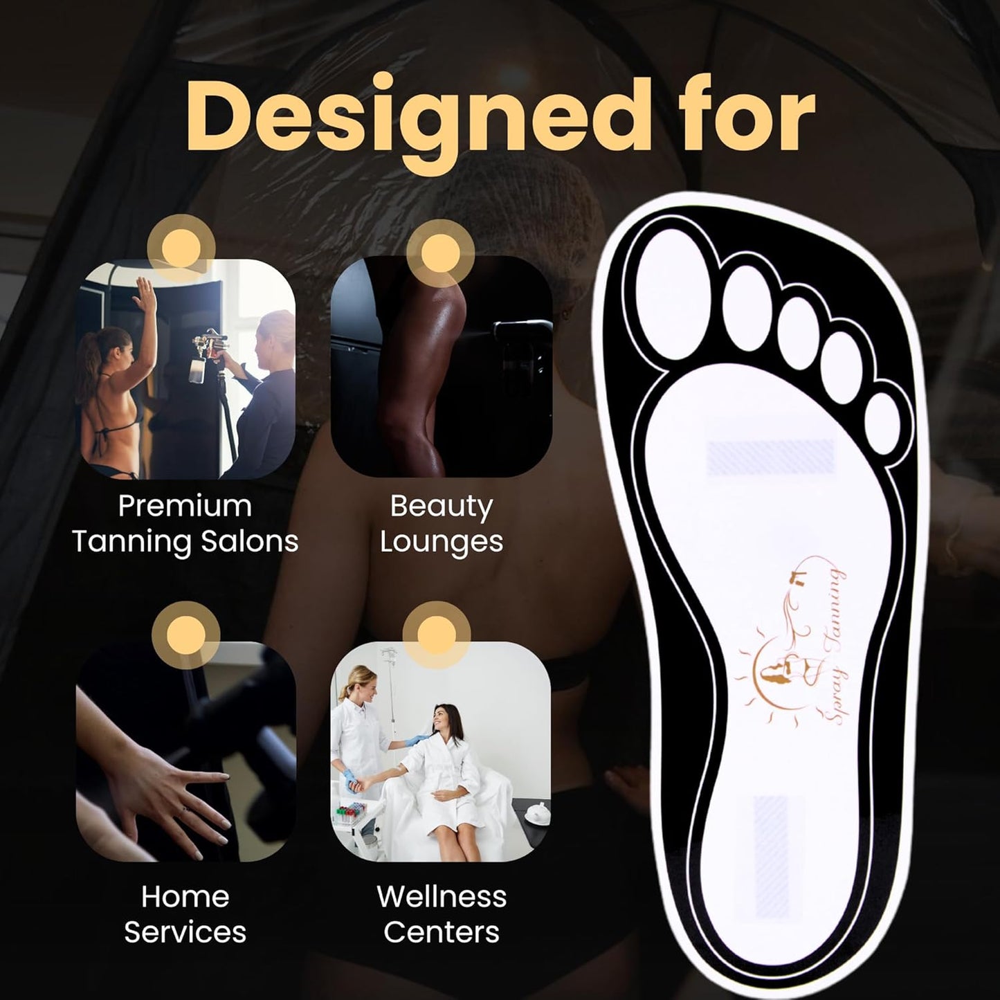 Disposable Black Tanning Feet Pads - 120 Pairs for Sunless Spray Tan Protection | Foot-Shaped Design
